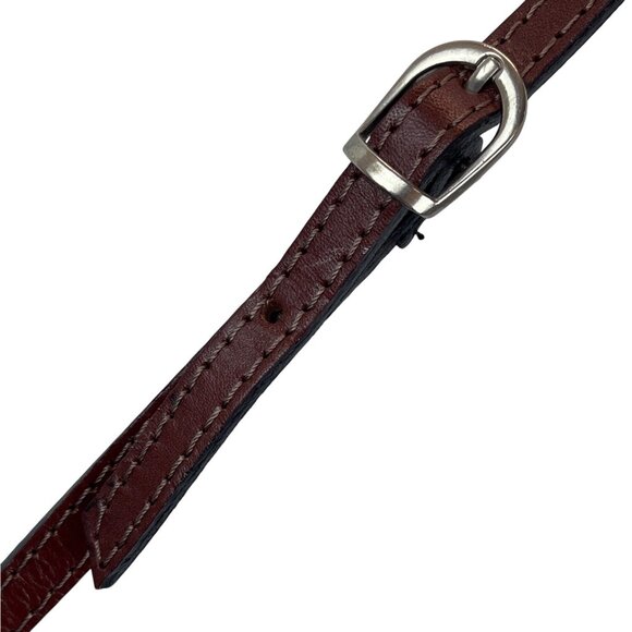 Handcrafted Fuchsia & Brown Leather Adjustable Strap Saddle Bag Sz S - Picture 8 of 11